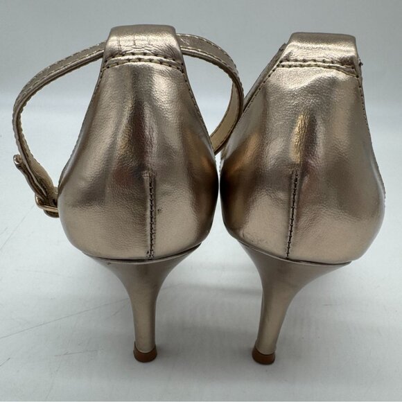 Steven By Steve Madden Vienna Sandals Size 8.5M Metallic Gold Heeled Slingback - Picture 8 of 14